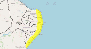 Alerta do Inmet: 21 municípios de PE, incluindo Caruaru, estão sob risco de chuvas intensas